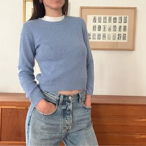 [SOLD] Acne Studios 70% Wool 30% Cashmere Baby Blue Distressed Cropped Sweater